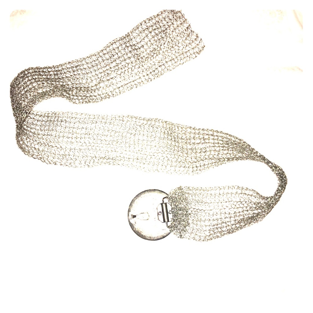 Silver metal link wide belt